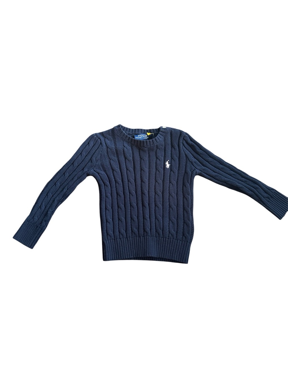 NWOT Ralph Lauren Navy Cable Crewneck Sweater girls 2t pink Polo logo